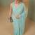 Turquoise embellished embroidered net designer saree