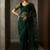 Green floral embroidered net designer saree