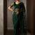 Green floral embroidered net designer saree