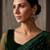 Green floral embroidered net designer saree