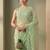 Lime floral embroidered net designer saree