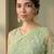Lime floral embroidered net designer saree
