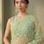Lime floral embroidered net designer saree