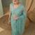Sea green floral embroidered net designer saree