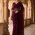 Burgundy floral embroidered net designer saree