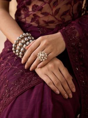 Burgundy floral embroidered net designer saree 3