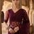 Burgundy floral embroidered net designer saree