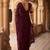 Burgundy floral embroidered net designer saree