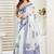 White white linen printed ready to wear saree