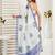 White white linen printed ready to wear saree