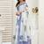 White white linen printed ready to wear saree