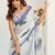 White white linen printed ready to wear saree