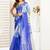 Blue blue linen printed ready to wear saree