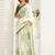 Off white white & green linen printed ready to wear saree