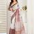White white linen printed ready to wear saree