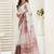 White white linen printed ready to wear saree