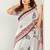 White white linen printed ready to wear saree