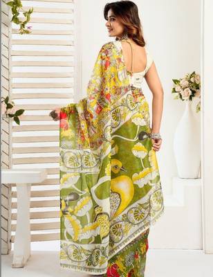 Multicolor linen printed ready to wear saree 2