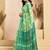 Lime green linen printed ready to wear saree