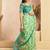 Lime green linen printed ready to wear saree