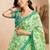 Lime green linen printed ready to wear saree