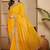 Yellow bandhani printed poly georgette saree with unstiched blouse