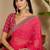Pink bandhani embroidered poly georgette heavy work saree