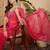 Pink bandhani embroidered poly georgette heavy work saree