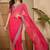 Pink bandhani embroidered poly georgette heavy work saree