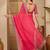 Pink bandhani embroidered poly georgette heavy work saree