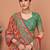 Red floral printed tussar saree with blouse piece