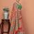 Red floral printed tussar saree with blouse piece