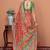 Red floral printed tussar saree with blouse piece
