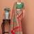 Red floral printed tussar saree with blouse piece