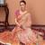 Peach floral printed saree with matching blouse
