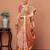 Peach floral printed saree with matching blouse