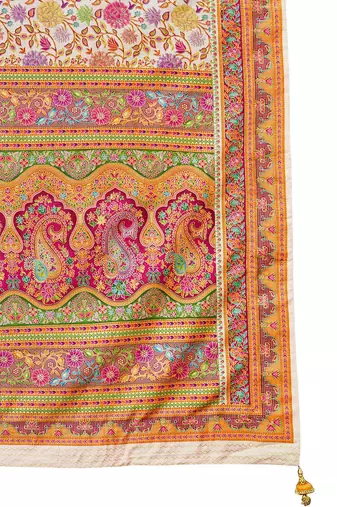 Peach floral printed saree with matching blouse