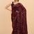 Maroon maroon sequinned  georgette heavy work saree