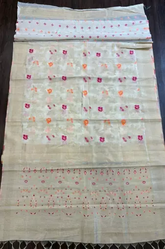 Off white floral zari saree