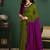 Green colourblocked printed saree with unstitched blouse piece