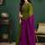 Green colourblocked printed saree with unstitched blouse piece