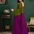 Green colourblocked printed saree with unstitched blouse piece