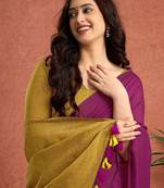 Purple  linen saree