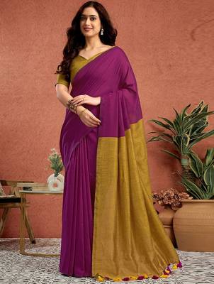 Purple  linen saree 2