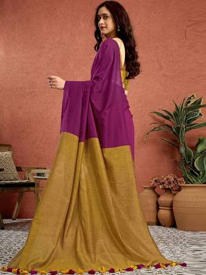 Purple  linen saree 4