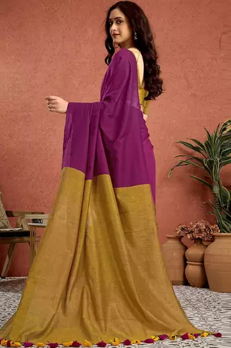 Purple  linen saree