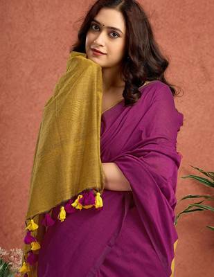 Purple  linen saree 5