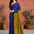 Blue colourblocked printed saree with unstitched blouse piece