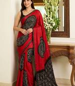 Multicolor ethnic motifs sequinned heavy work block print saree