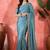 Teal embellished banarasi saree with blouse piece
